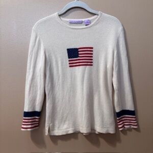Autumn Cashmere Flag Crewneck Long Sleeve Sweater Size M